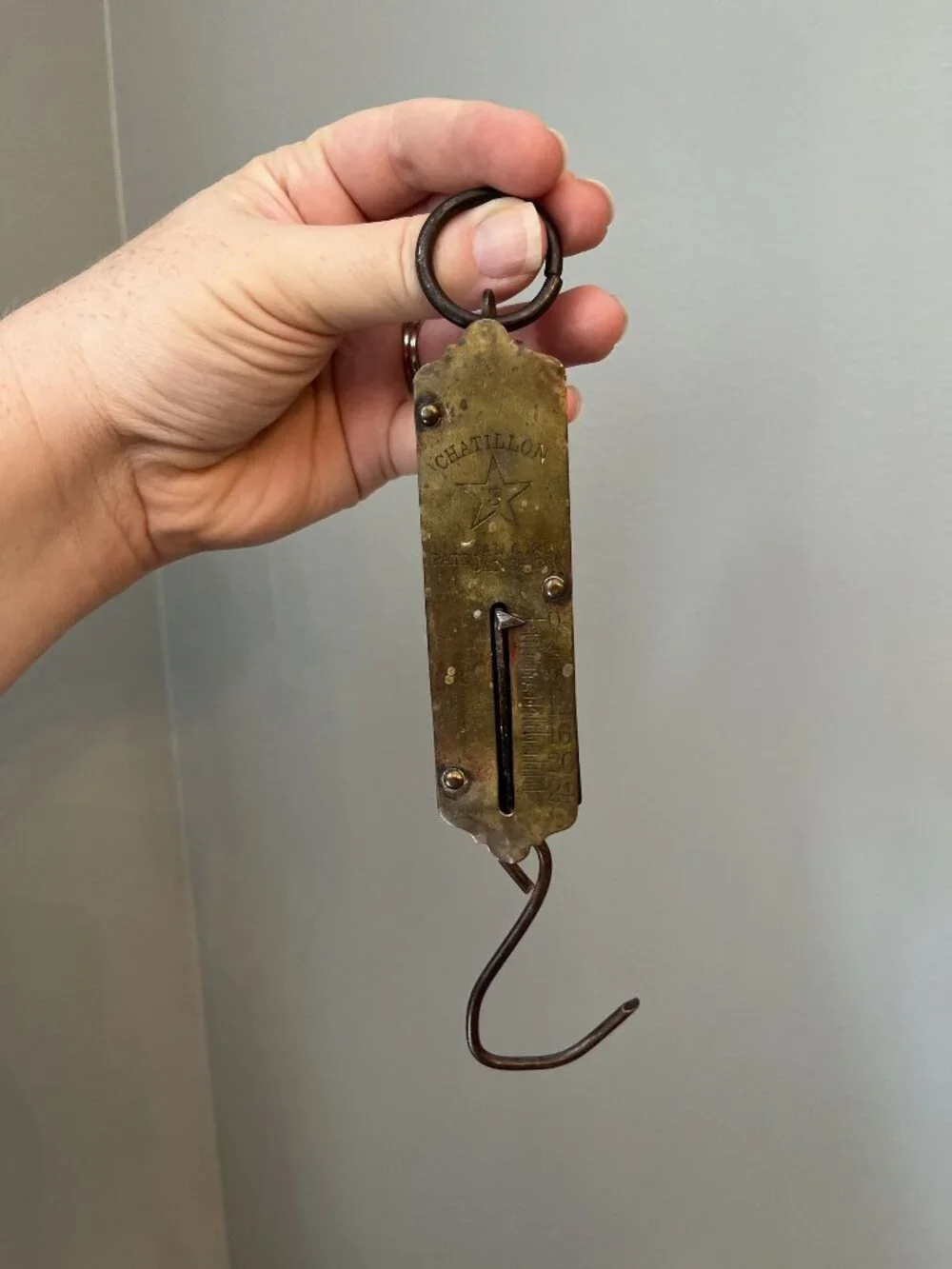Antique Chatillon Brass Hanging Scale Patented 1891 & 1892 - 24 Lb Capacity - Ru